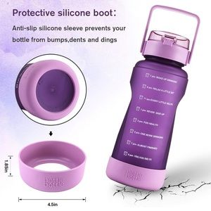 NWOT Purple 64oz water bottle with time marker